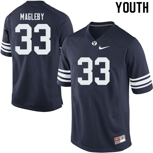 Youth #33 Grayson Magleby BYU Cougars College Football Jerseys Sale-Navy